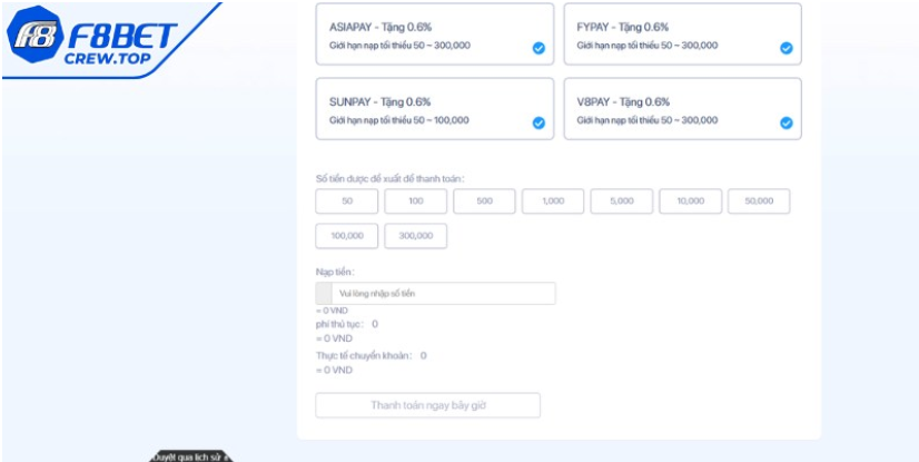 nạp tiền F8bet